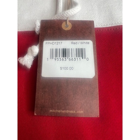 Mitchell & Ness Hoodie Mens Size Small Red White Nostalgia Co Embroidered Tiger - Picture 5 of 7